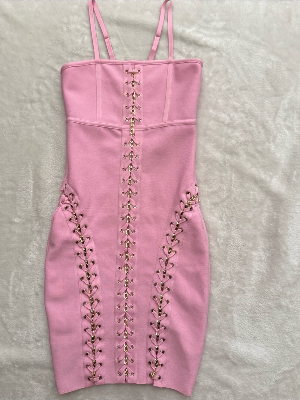 AKIRA Pink Lace-Up Corset Mini Dress